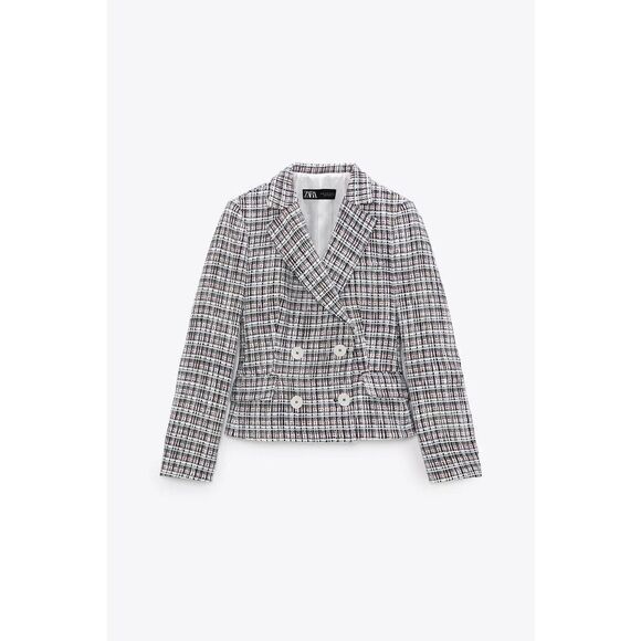 Zara Blazer Double Breasted Weaved Textured - Picture 4 of 9